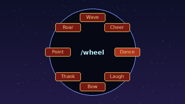 A screenshot of Emote Wheel, an addon by Leyline